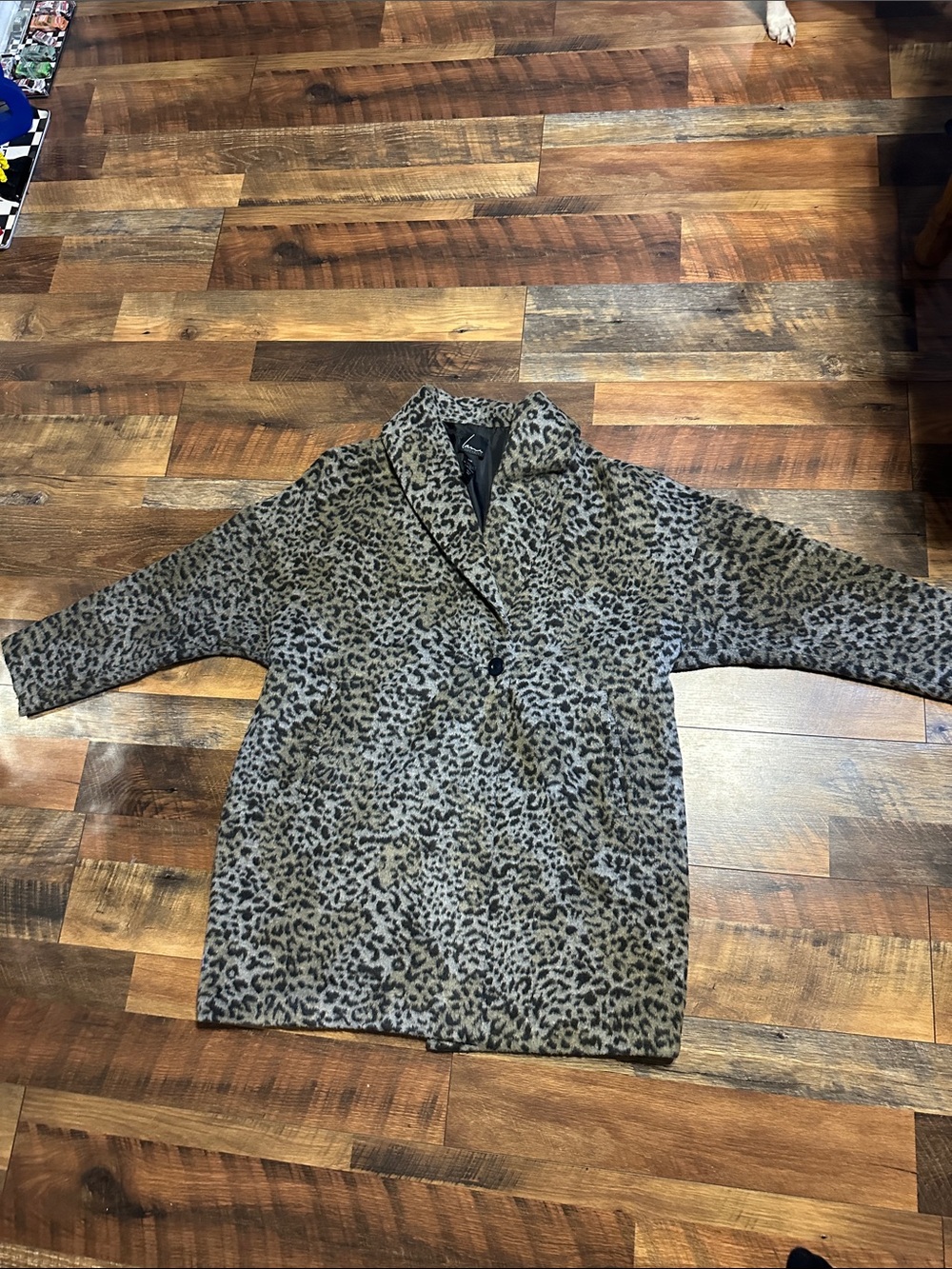 Lane Bryant Leopard-Print Teddy Jacket in Taupe and Black